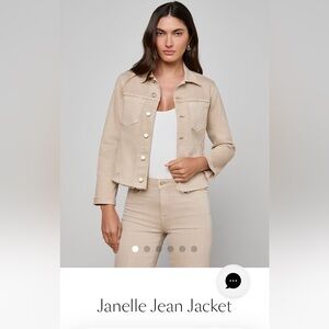 L'AGENCE Janelle Slim Beige Crop Denim Jacket